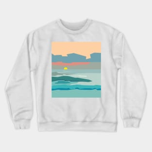 Cloudy sky with the sun going down to the horizon. Crewneck Sweatshirt